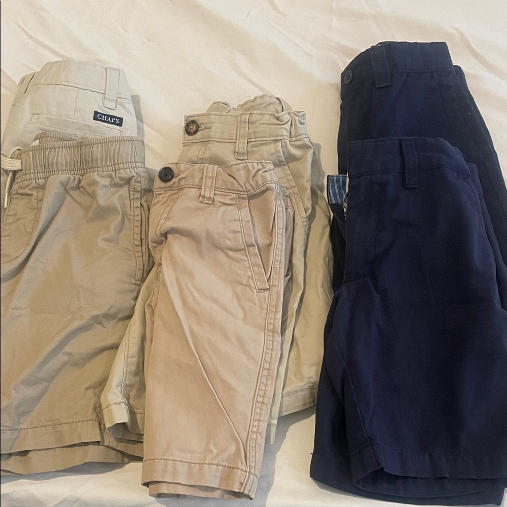 6 pairs of Chaps Kids Shorts Set - Navy, Beige, and Tan